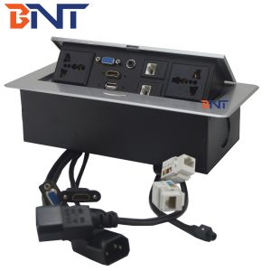 China Desk Pop Up Socket Box CAT6 Jack With 30cm Power Cord on sale