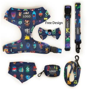 Buy cheap Popular Custom Personalized Designer Luxury No Pull Adjustable Collar Leash Bow Tie and Bandana Reversible Dog Harness Set from wholesalers