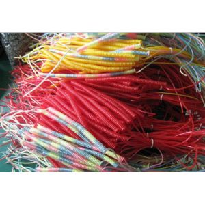 Buy cheap Light weight red coiled tackle leash spiral cord with stainless steel clip and metal hook from wholesalers