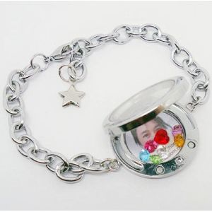 Buy cheap Stainless Steel Glass Round Floating Charm Living Lockets Chain Bracelet GLB019 from wholesalers