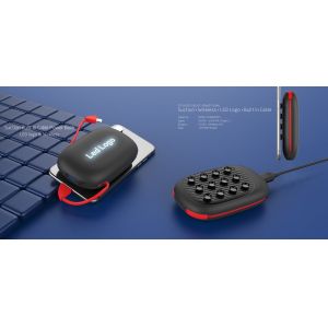 Buy cheap 2019 New Portable Built-in Cable Power Bank 10000mAH With Suction Cup、LED Light-Up Logo and Wireless Charging Function from wholesalers