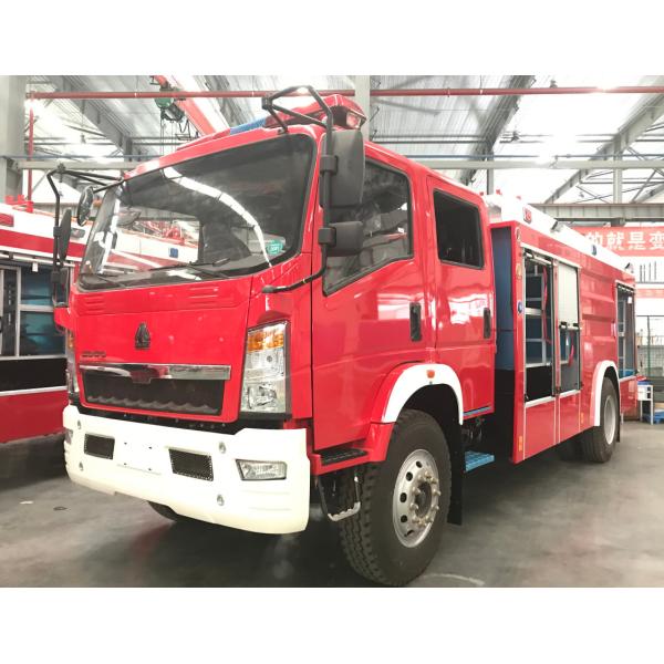Buy cheap HOWO Red Color Water Tank Fire Truck 4000L Capacity For Road Spraying Multipurpose from wholesalers