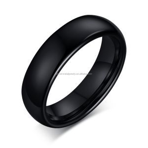 Buy cheap 6mm Simple Classic Black Polished Tungsten Wedding Band Ring Trendy Gift for Engagement and Parties from wholesalers