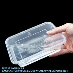 500 Ml Disposable Lunch Box Rectangular Bento Transparent Plastic Tableware