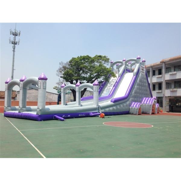 Quality Big 12 People Tarpaulin 0.55mm Commercial Inflatable Water Slides for sale