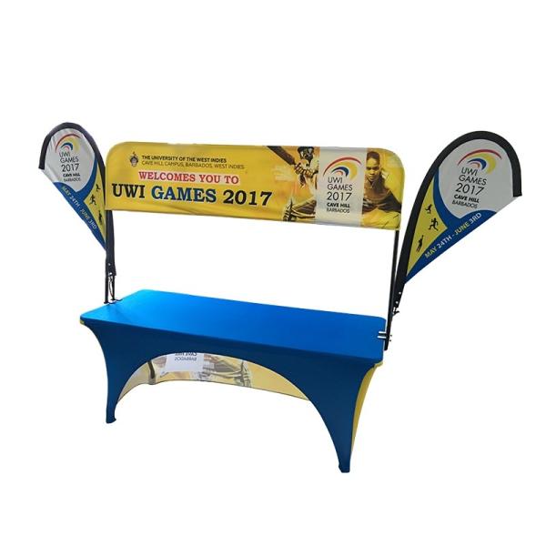 Buy cheap Tradeshow Advertising Spandex Elastic Polyester table cloths with teardrop flag from wholesalers