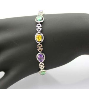 Buy cheap 925 Sterling Silver  Multicoloured Cubic Zircon Link Tennis Bracelet (H14) from wholesalers