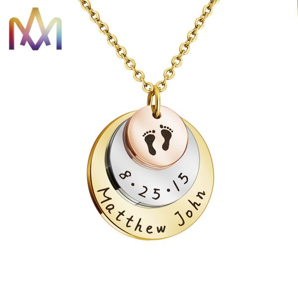 Buy cheap Cadmium Free SS Engraved Round Pendant Necklace from wholesalers