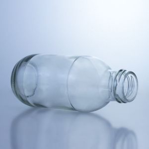Buy cheap 300ml Round Glass Milk Bottle with Lid Liquor Storage Solution Decal Surface Handling from wholesalers