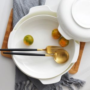 Buy cheap Nano Self Cleaning Glazed Lotus Leaf Bionic Non Stick Porcelain Plates 8 Inch With Ears from wholesalers