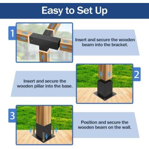 15° Slanted Pergola Bracket Kit for 4x4 Wooden Beams