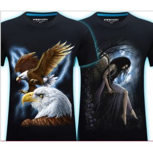 Summer Men's 3D Personality T-shirt Short Sleeve Stereo Wolf Head Pattern Big