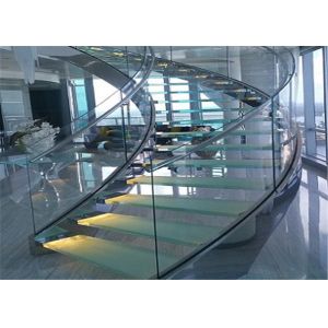 Buy cheap Round Glass Modern Curved Staircase With Double U Channel Stringer from wholesalers