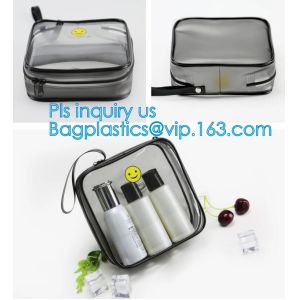 Custom personalized travel waterproof transparent clear pvc zipper toiletry bag,