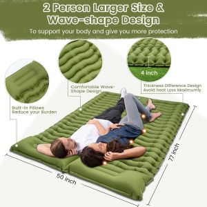 Double Sleeping Pad Camping, Camping Self Inflating 4" Extra-Thick Camping Pad 2