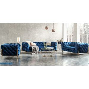 Modern Velvet Chesterfield Sofa With Copper Leg SGS Certification