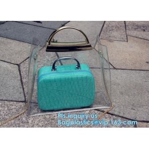 customized clear pvc tote bag handbag, Trendy Lady Handbags with Zipper Handle