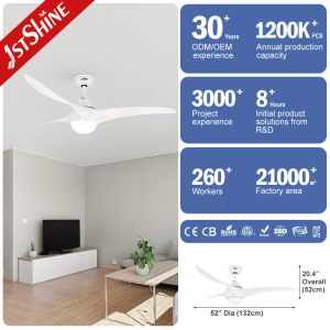 Modern Design Style Energy-Saving Remote Control LED Ceiling Fan with Metal Lamp