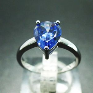 Buy cheap Sterling Silver Green Spinel Ring Fashionable Pear Shape Solitaire Wedding Engagement Ring from wholesalers