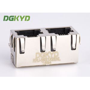 Right angle PCB mount dual port combo RJ45 connector ethernet modular jack