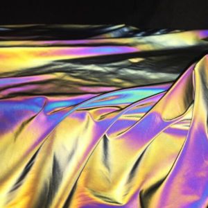 Iridescent Rainbow Reflective Fabric Material Spandex Reflector Elastic Stretch