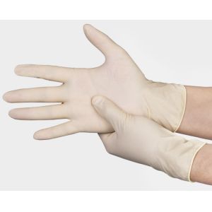 Buy cheap 9" Disposable Latex Powdered Medical Examination Gloves 100pcs/Box product