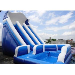 Buy cheap Giant Commercial Water Slides , Blue Kids Inflatable Water Slides With Pool from wholesalers