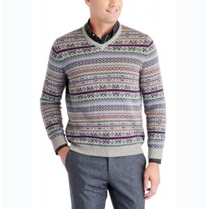 Buy cheap Soft Floating V Neck Pullover Sweater , Winter Jacquard Christmas Sweater from wholesalers