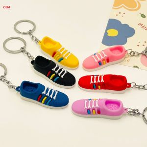 3D Mini Shoes Keychain Character Keychain With Metal Key Ring Custom Plasitc