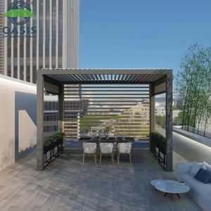 Modern Bioclimatic Aluminum Louvered Pergola with Customized Colors Rain Wind