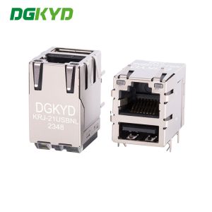 Buy cheap KRJ-21USBNL Rj45 8p8c Modular Connector USB2.0 Socket Integrated With 100Mbps Network Interface Tab Up from wholesalers
