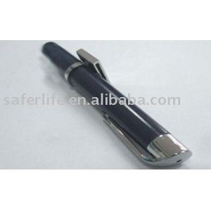 Diagnostic pen light with tongue depressor holder