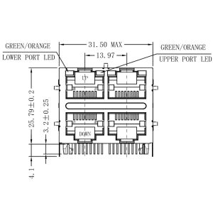 Buy cheap JX20-0252NL | LPJ27335A48NL Coon Stacked RJ45 2x2 100Base-Tx 1CT/1CT RoHS from wholesalers