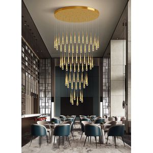 Long modern crystal chandelier for staircase luxury home decor nordic led
