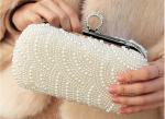 Buy cheap Bride's rhinestone pearl handbag new dinner evening bag socialite's hand sewed beaded gown small wedding bags from wholesalers