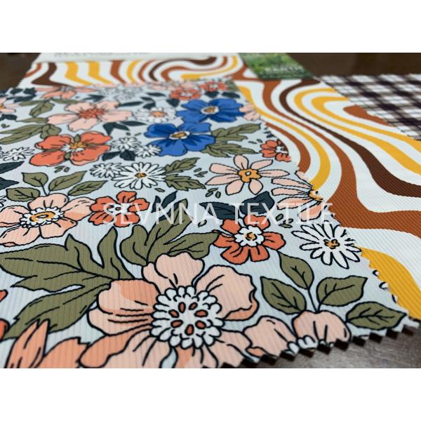 Quality Uv Protection Recycled Swimwear Fabric Crinkle Gingham 135CM Width for sale