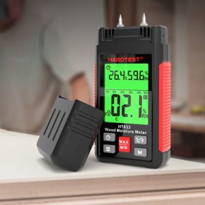 Buy cheap HT633 Wood Moisture Meter Pin Type Digital Moisture Detector Ambient Temperature Humidity with LCD Backlight Display from wholesalers