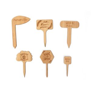China Custom Bamboo Tag Wood Garden Plants Labels T-Type/Square Round/Rectangle Shape Plant Sign Tags Gardening Stakes on sale