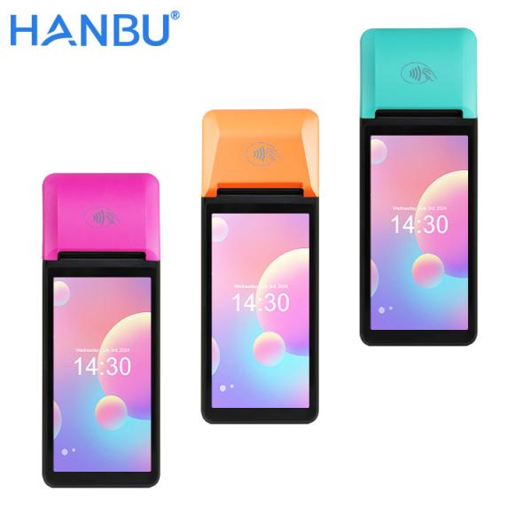 Quality Android 14 Handheld POS System Blue Handheld Wireless POS With Printer for sale