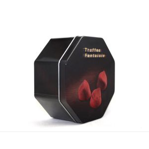 Buy cheap Black Special Shaped Cookie Tin Containers Box With Eight Angles product