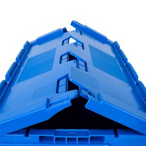 600x400x260mm Heavy Plastic Stackable Turnover Crate with Lid Custom Logo