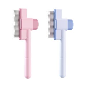 Buy cheap Professional Pet Deshedding Comb – Stainless Steel Self-Cleaning Flea & Knot Remover, ABS Handle, Bulk Wholesale from wholesalers