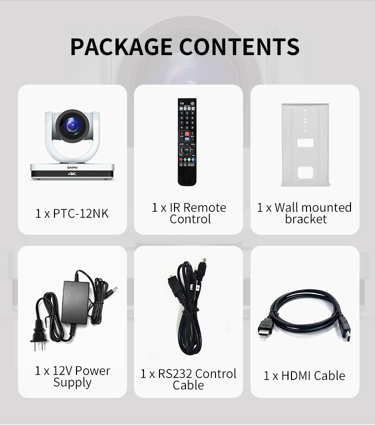 PTC-12NK NDI HX2 PoE HD-MI 3G-SDI 4K30 UHD IP Broadcasting Auto Tracking Video Conference PTZ Camera
