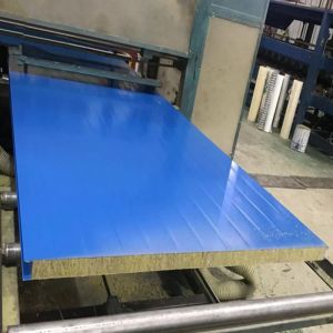 Buy cheap 100mm 150mm Corrugated Sheet Sandwich Panel Fireproof Rock Wool Blue Color from wholesalers