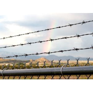 Buy cheap Bwg 12 X 14 Hot Dip Galvanized Barbed Wire Double Strand Military Protection from wholesalers