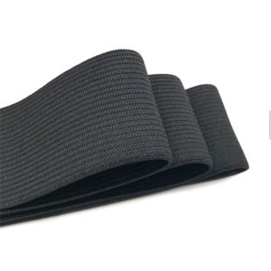 Black Flat Elastic Band / Elastic Webbing Straps For Hem Of Garment