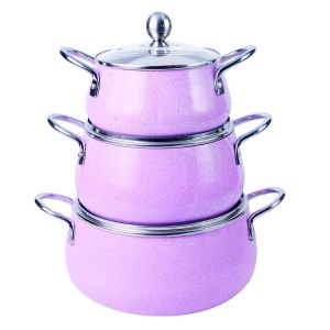 Buy cheap Aluminum 3 Piece Set Spray Pink Cookware Set EU Certification from wholesalers
