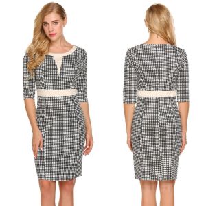 Buy cheap Popular white and black gingham pencil dress from wholesalers
