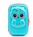 Buy cheap 8.5 x 5.7 x 1.8 inches Cute Owl Face Hardtop EVA Pencil Case Big Pencil Box With Compartment For Kids -blue from wholesalers