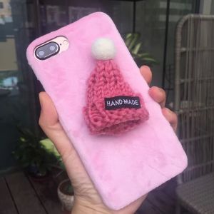 Buy cheap DIY Korean Plush Christmas Handmade Woollen Hat Winter Style Back Cover Cell Phone Case For iPhone 7 6s Plus from wholesalers